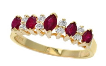 E.H. Collection Ring, Diamond 0.19ct H-I SI2-I1, Rhodolite 0.55ct, 14K Yellow Gold