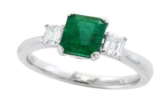 E.H. Collection Ring, Diamond 0.47 cttw H-I SI2-I1, Emerald 1.42 ct, 14K White Gold 