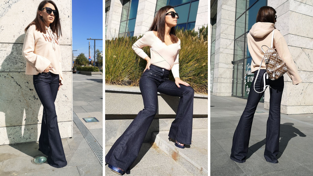 DIY ALESIA High-Rise Flare Jeans Pants Sewing Tutorial + Pattern Download 