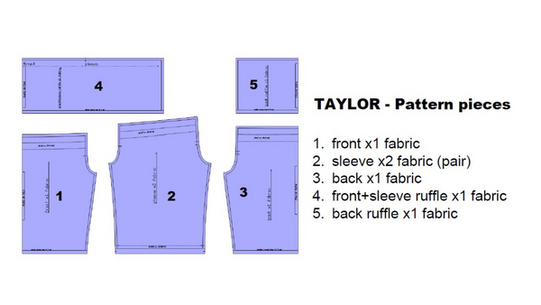 pattern pieces for off shoulder taylor top pattern
