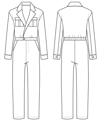 tuxedo denim jumpsuit pattern sketch