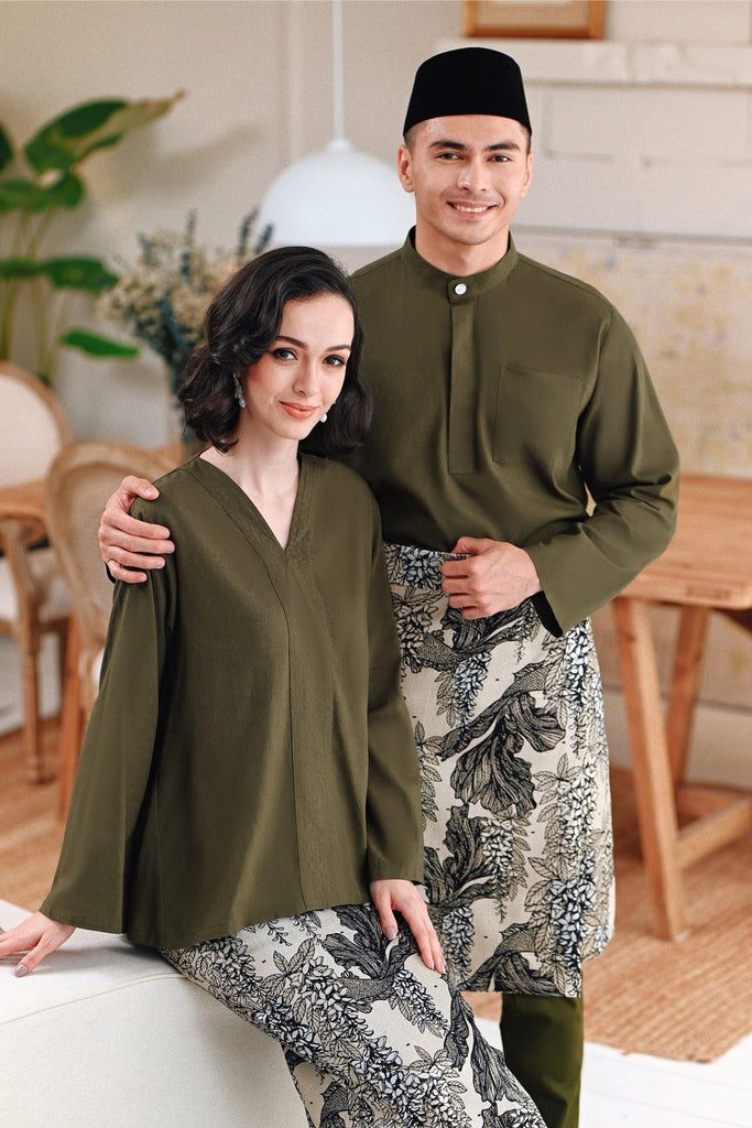 The Jumpa Men Baju Melayu Top - Olive