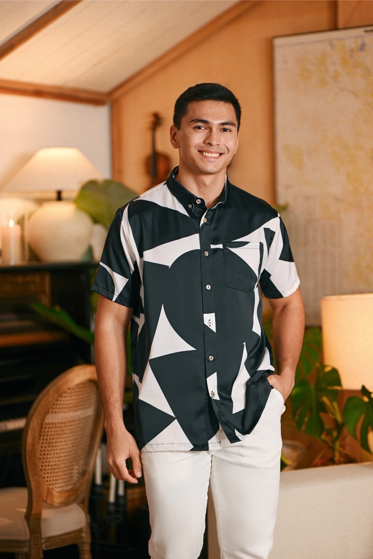 The Glow Men Batik Shirt - Black Geo – zaraks.com