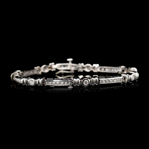 Connected Hearts Five Motif Bracelet in 18kt White Gold For Sale