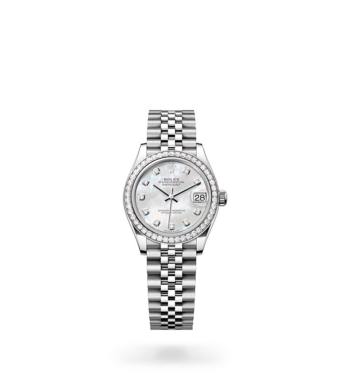 Datejust 31, Oyster, 31 mm, Oystersteel, white gold and diamonds Front Facing