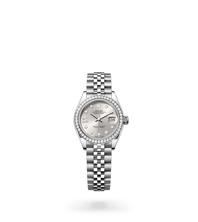 Lady-Datejust, Oyster, 28 mm, Oystersteel, white gold and diamonds Front Facing