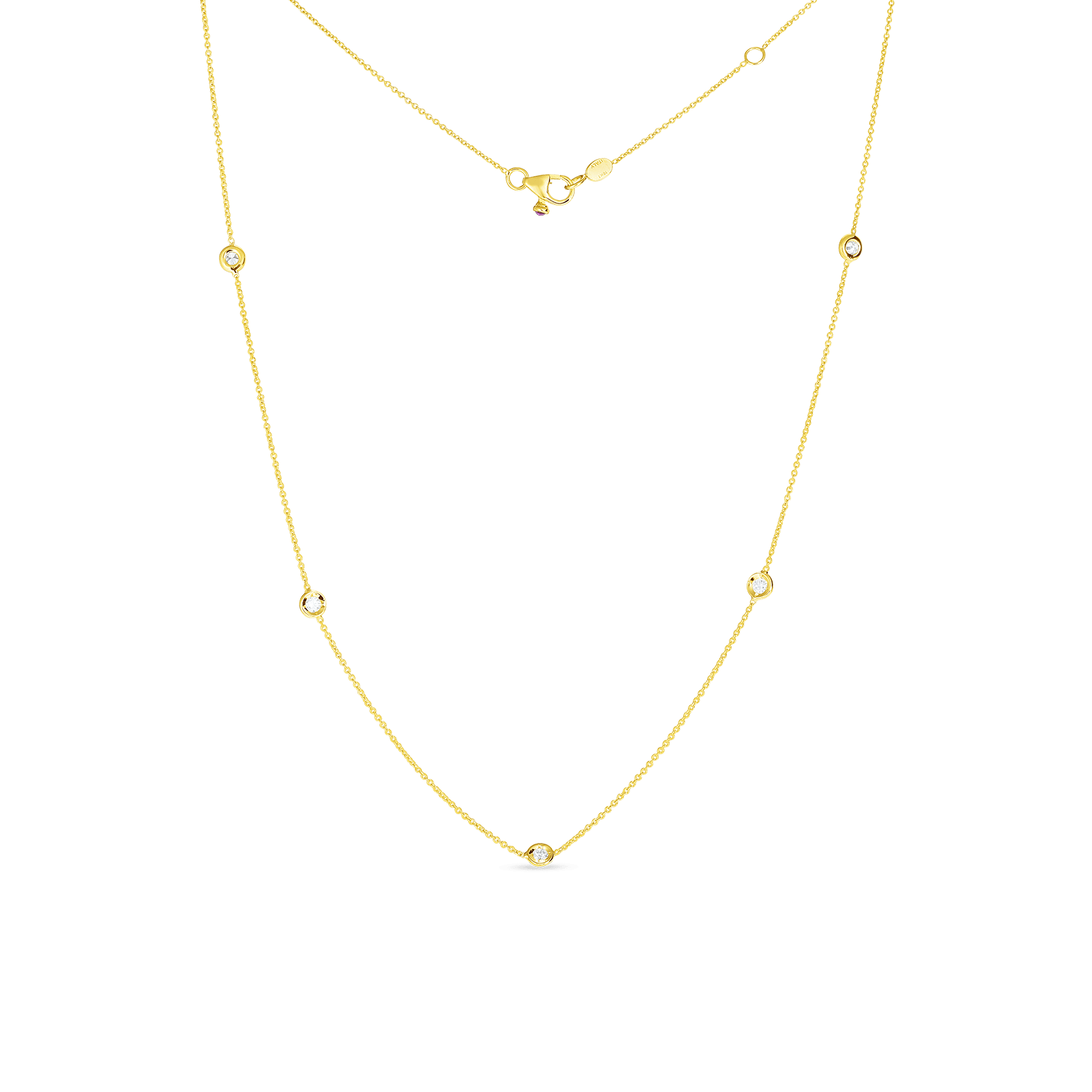 18K Yellow Gold Five Diamond Station Necklace – Long's Jewelers