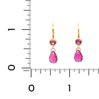 22K and 18K Yellow Gold Sapphire and Rubellite Drop Earrings,22k and 18k yellow gold, Long's Jewelers