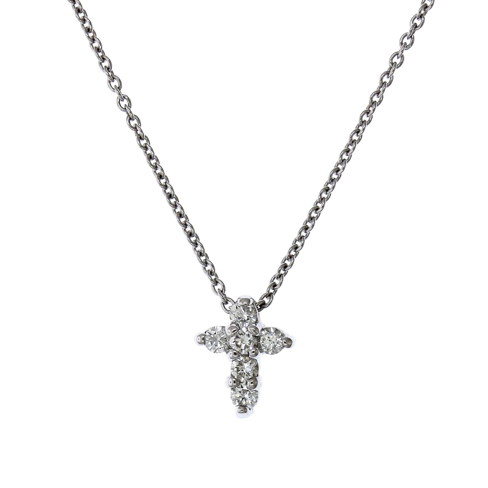 Roberto Coin 18K White Gold Diamond Cross Necklace – Long's Jewelers