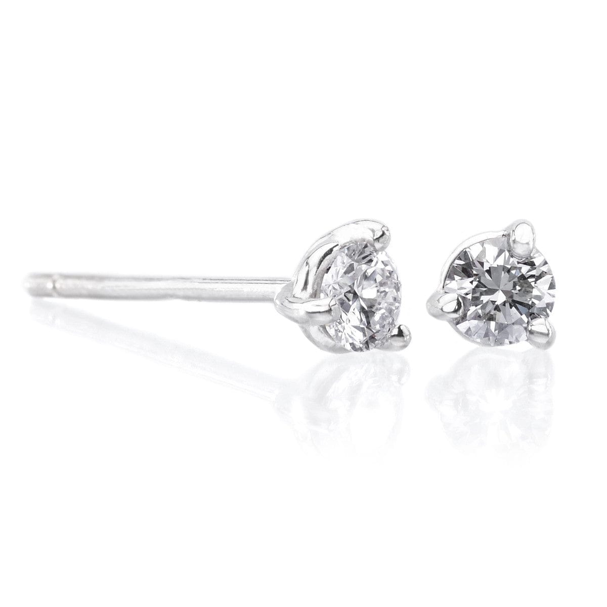 London Collection 14k White Gold Bezel Set Diamond Stud Earrings