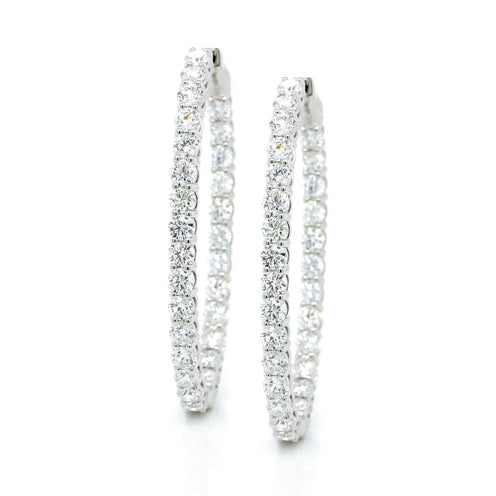 Cobblestone Hoop Earrings with Diamond Accents in 18K Yellow Gold, Style #E-2602-0-DIA-18KY