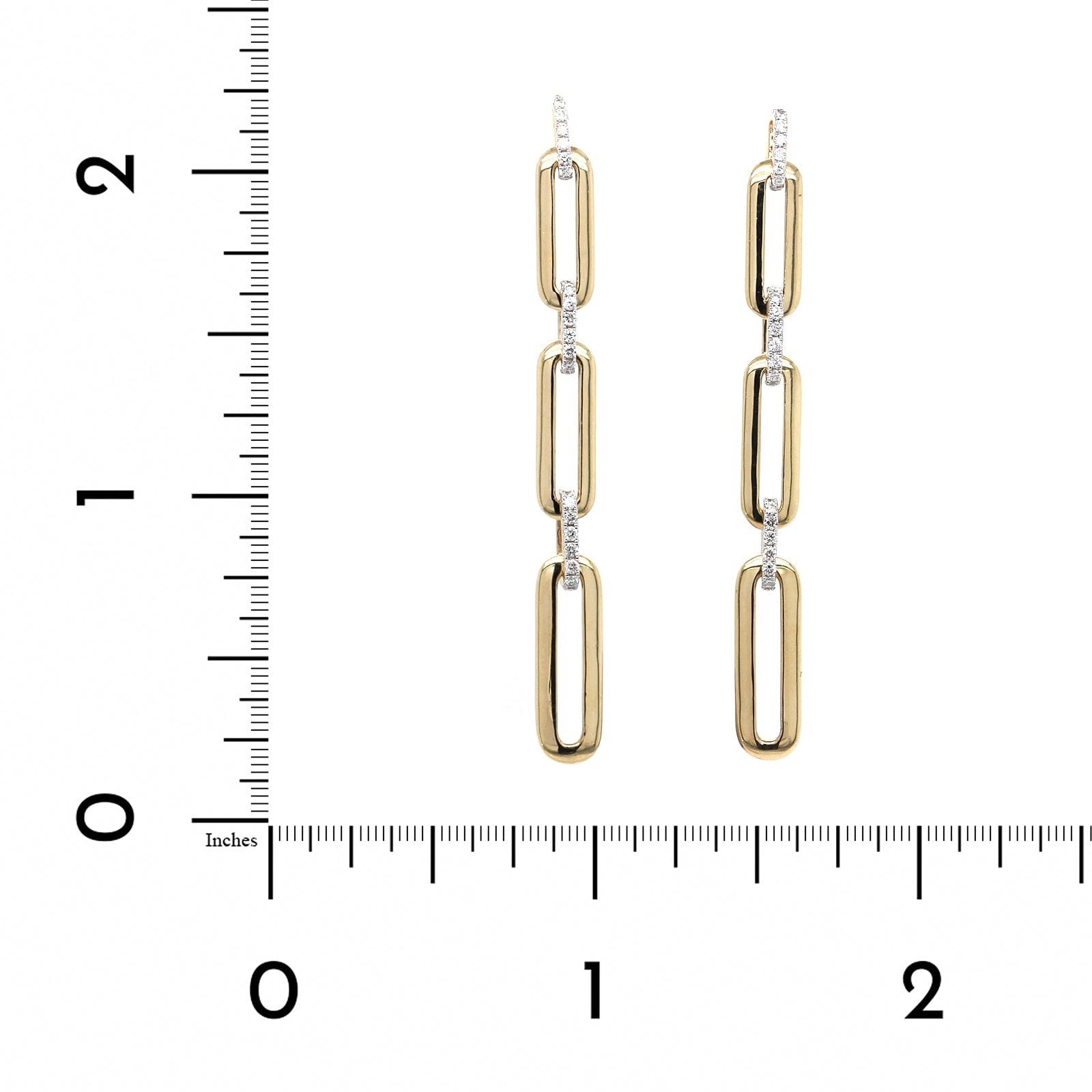 14K Large Link Drop Diamond Earrings