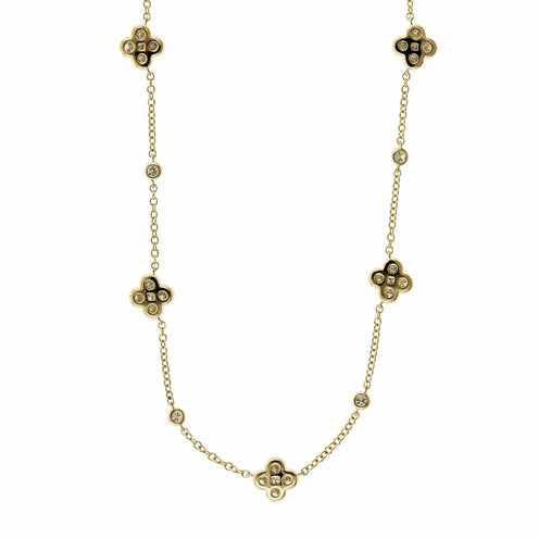 Christian Dior Star & Clover Charm Necklace - Gold-Tone Metal Station,  Necklaces - CHR165964