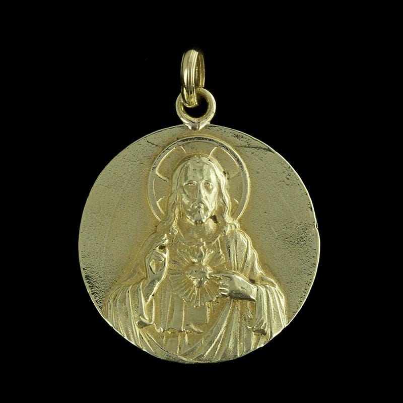 18k Yellow Gold Estate Jesus Christ Medal Long S Jewelers