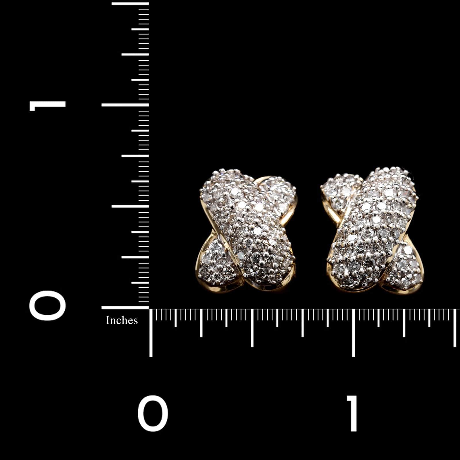 14K Yellow Gold Estate Diamond Earrings