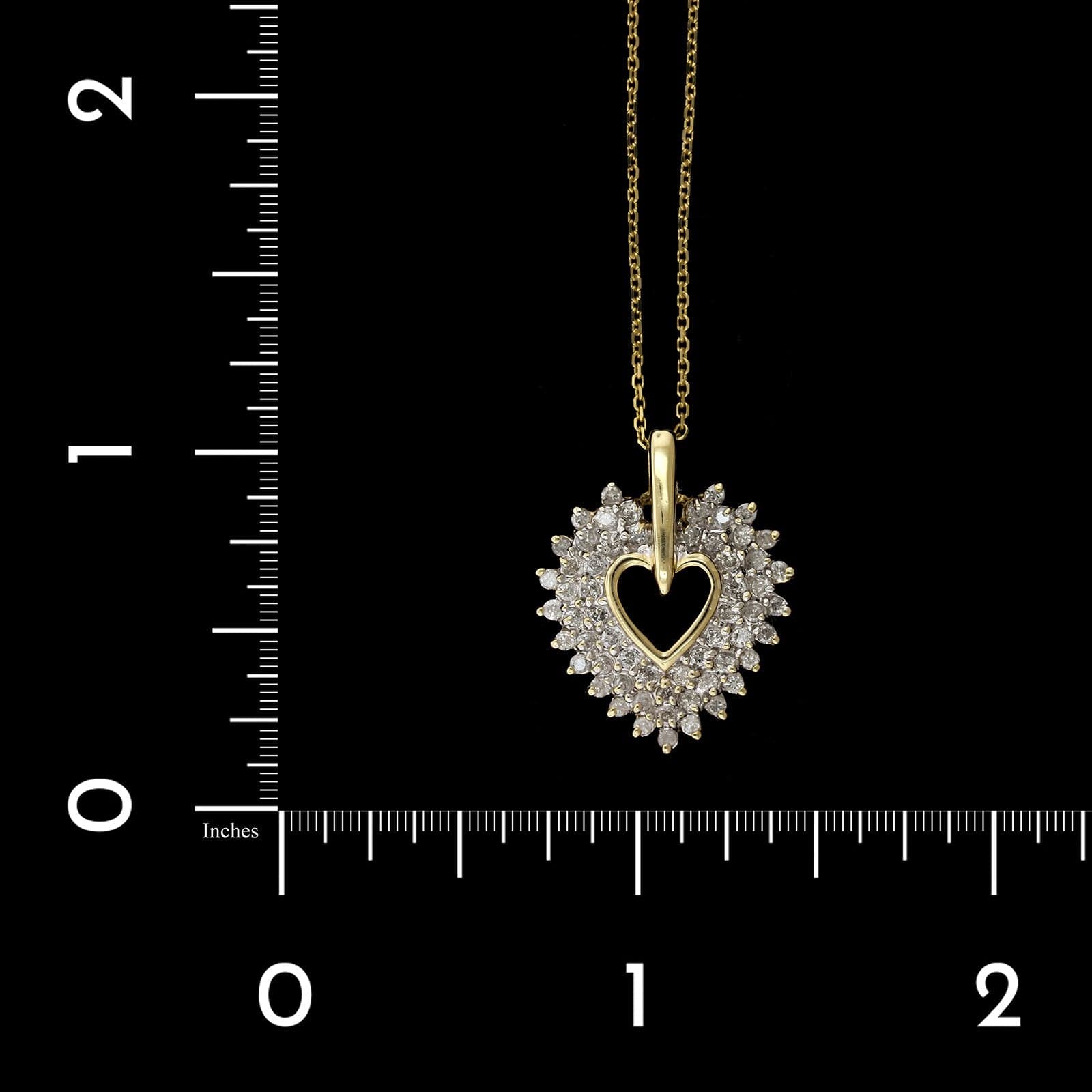 14K Yellow Gold Estate Diamond Heart Pendant