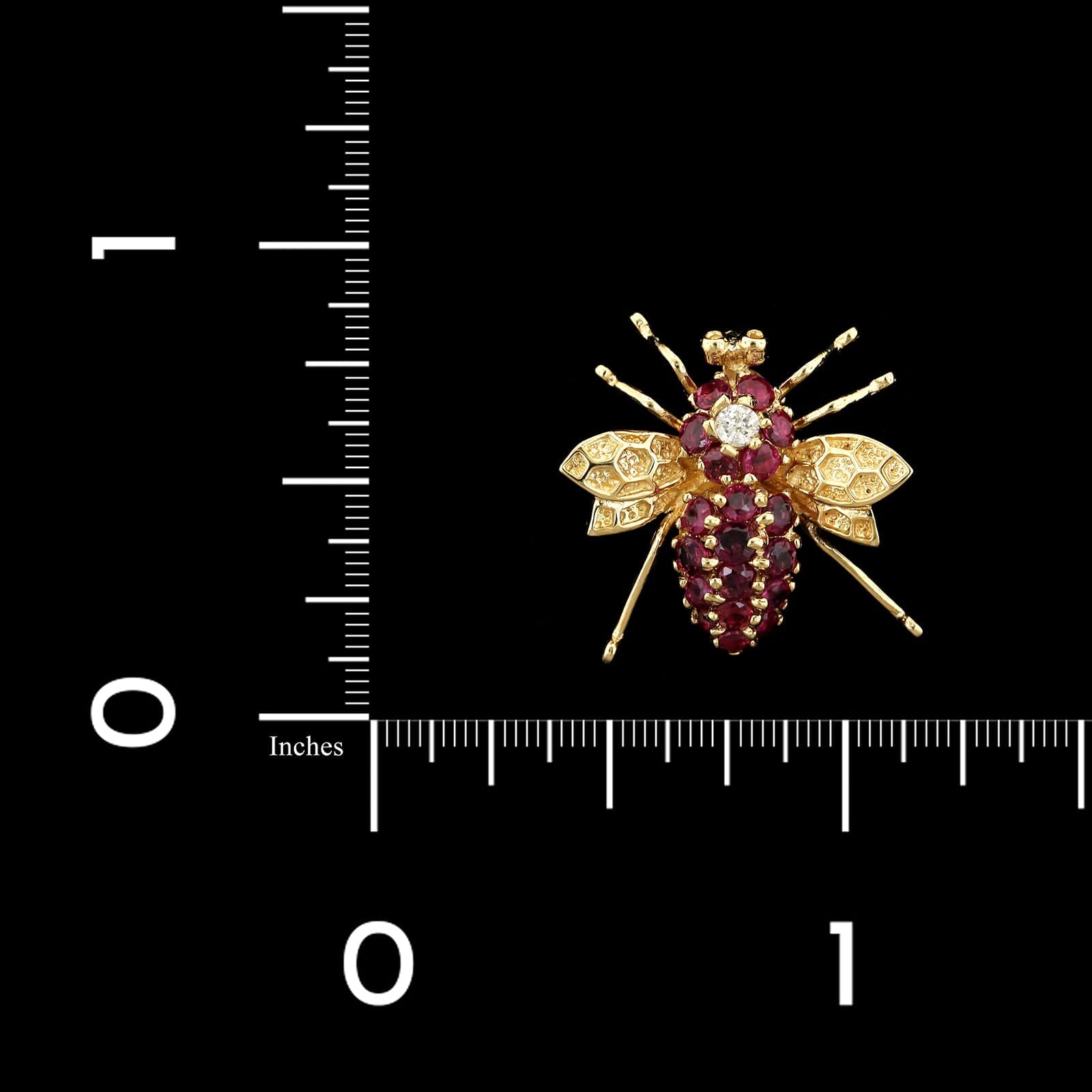 14K Yellow Gold Estate Ruby and Diamond Bee Pin