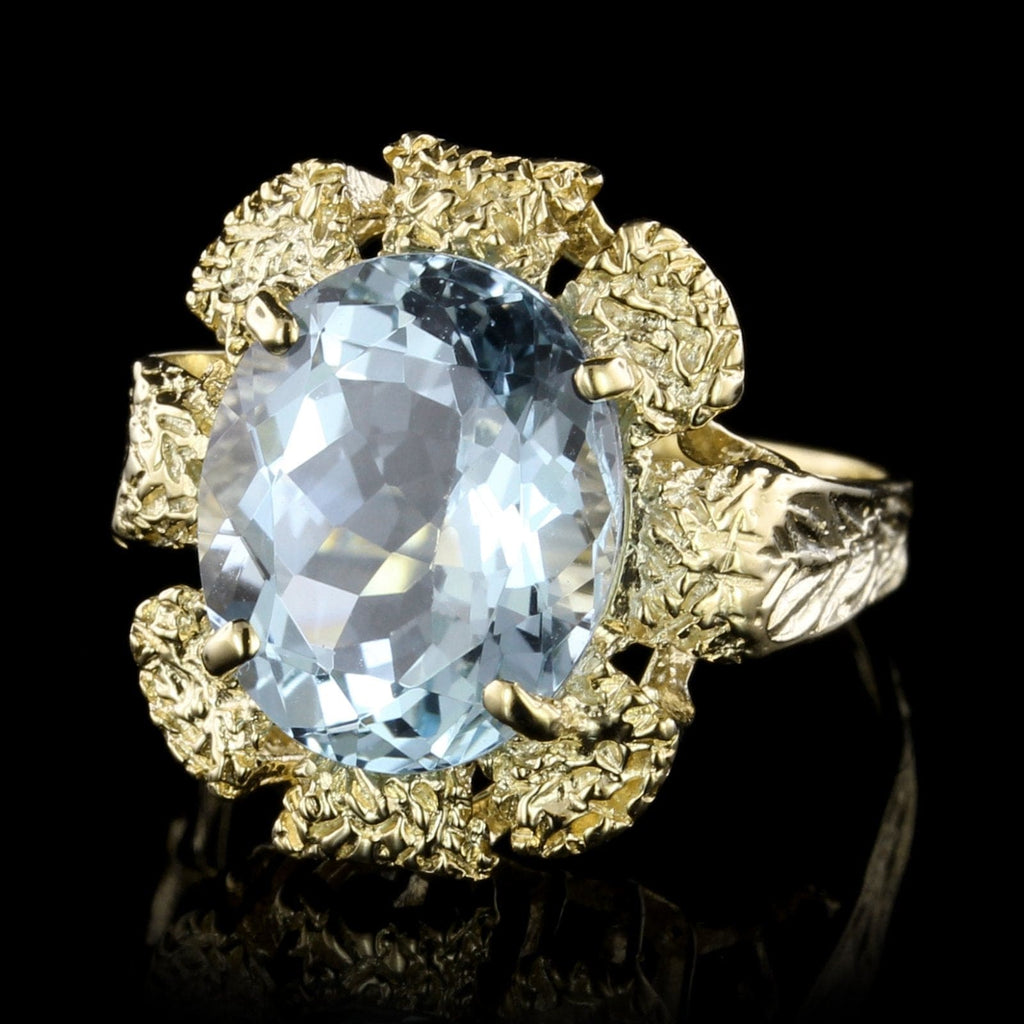 18K Yellow Gold Aquamarine Ring | Long's Jewelers