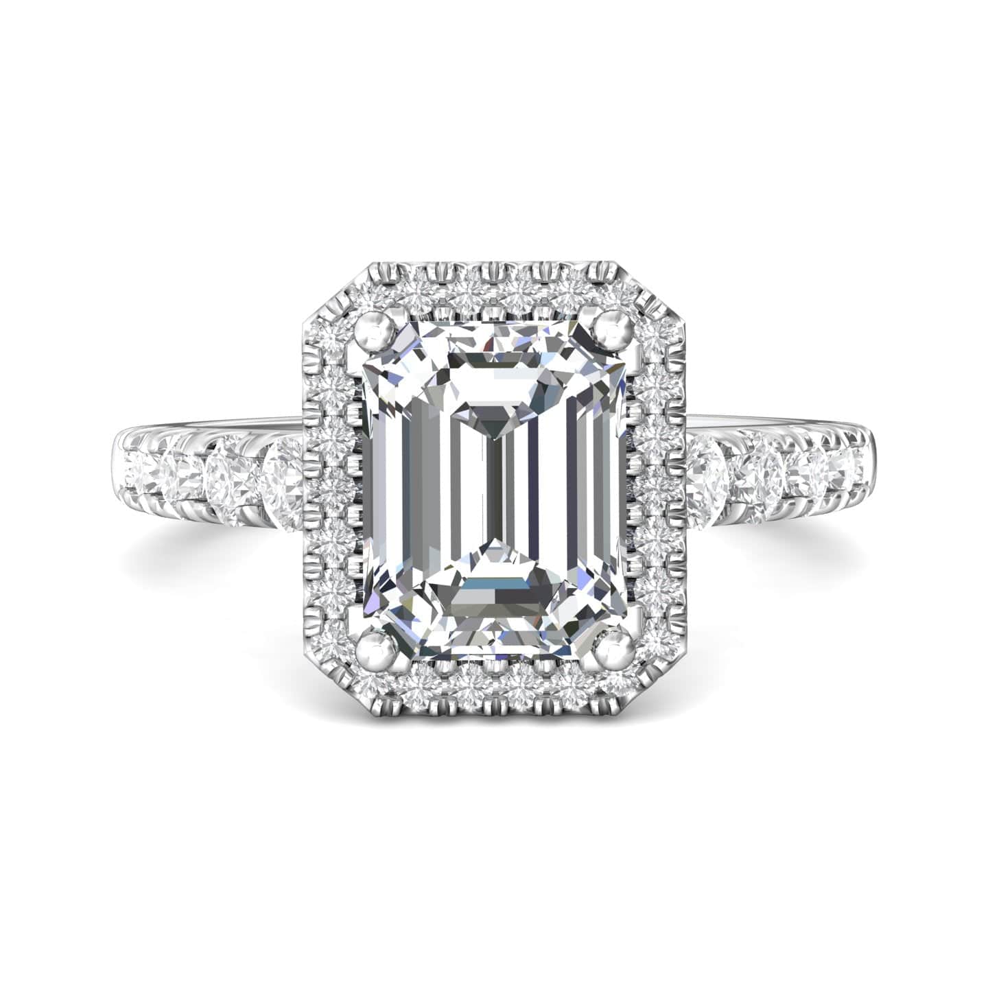 Platinum Emerald Cut Halo Engagement Ring – Long's Jewelers