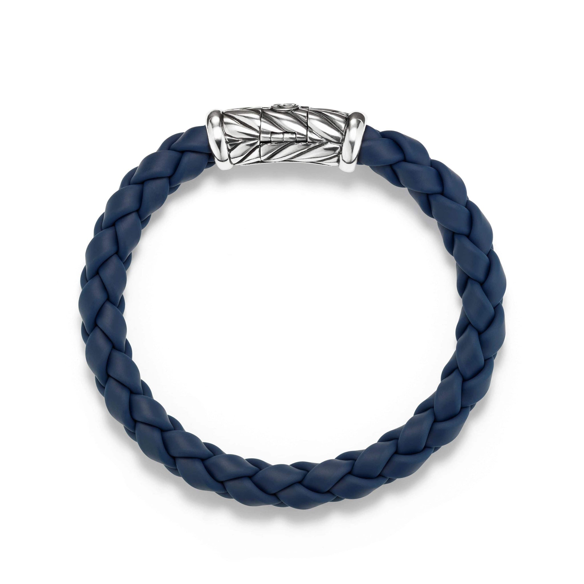 Chevron Rubber Weave Bracelet in Blue