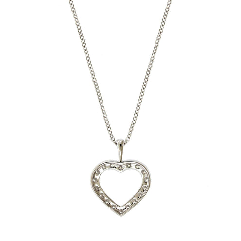 LOUIS VUITTON Diamond 18K White Gold Small Coeur Heart Pendant Necklace  55431