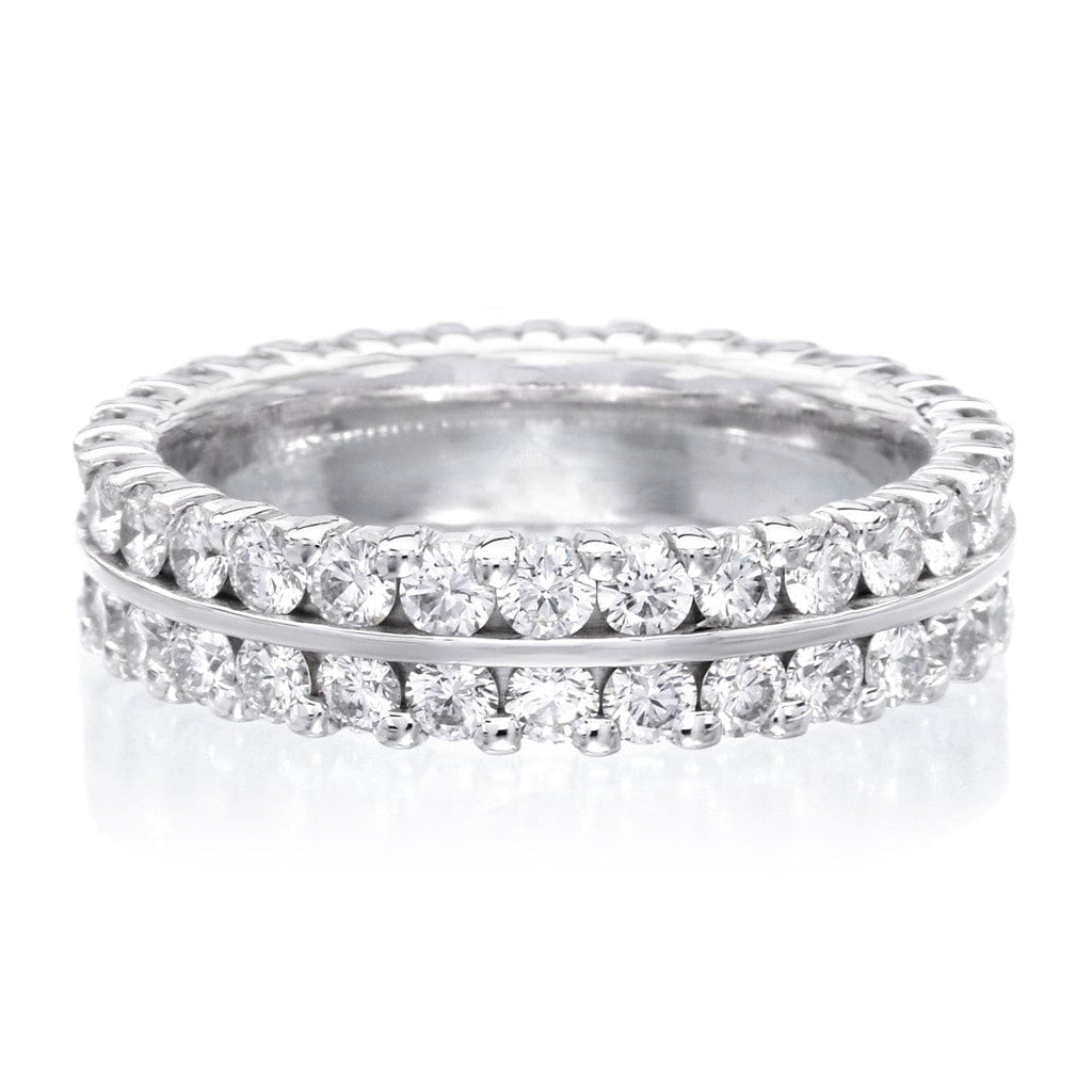 18K White Gold Two Row 5mm Diamond Eternity Band | Long's Jewelers