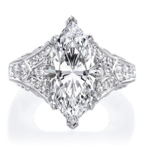 Platinum Marquise Cut Diamond Filigree Engagement Ring | Long's Jewelers