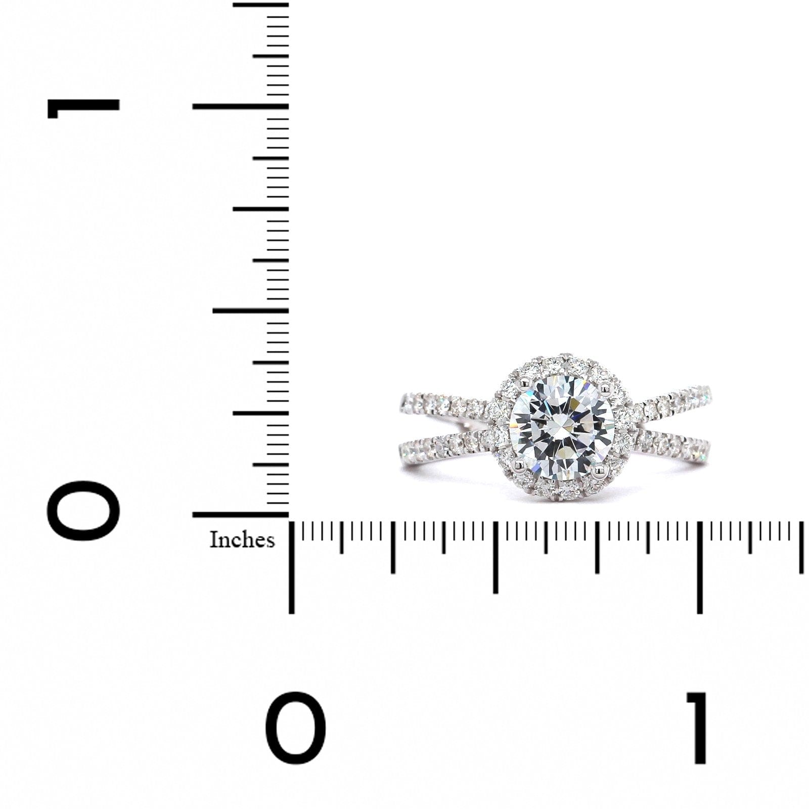 18K White Gold Diamond Halo Split Shank Engagement Ring Setting