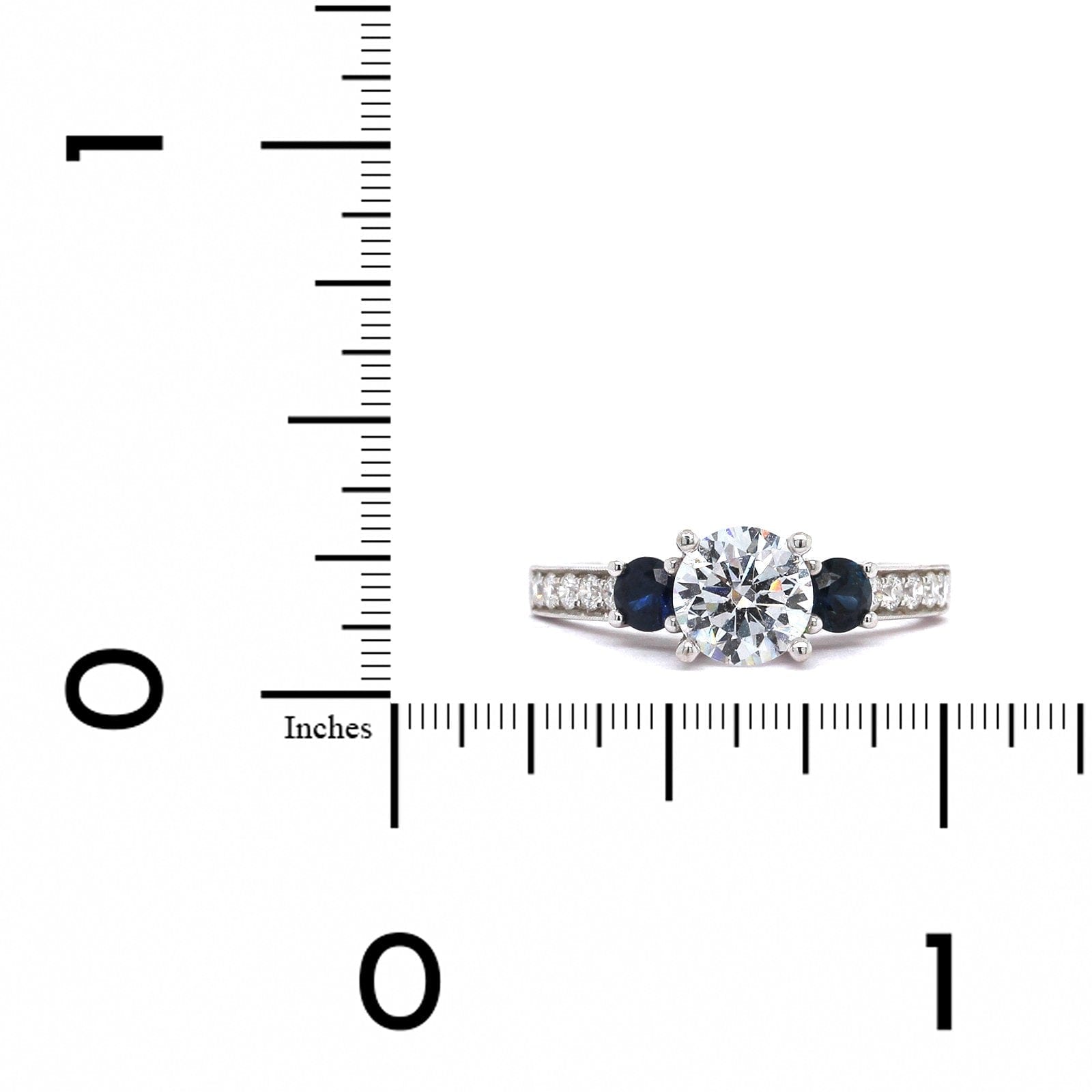 18K White Gold Diamond and Sapphire Sides Engagement Ring Setting