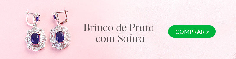 brinco de prata com safira