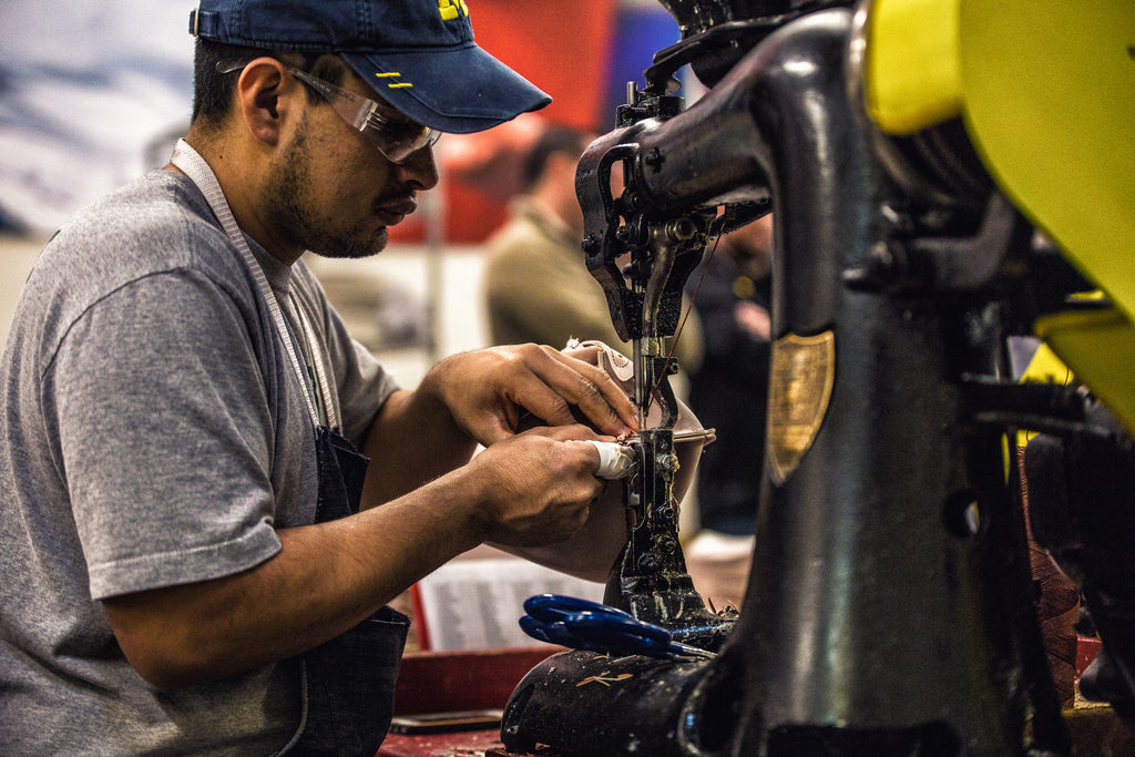 Industrial sewing machines at Big Game Football Factory