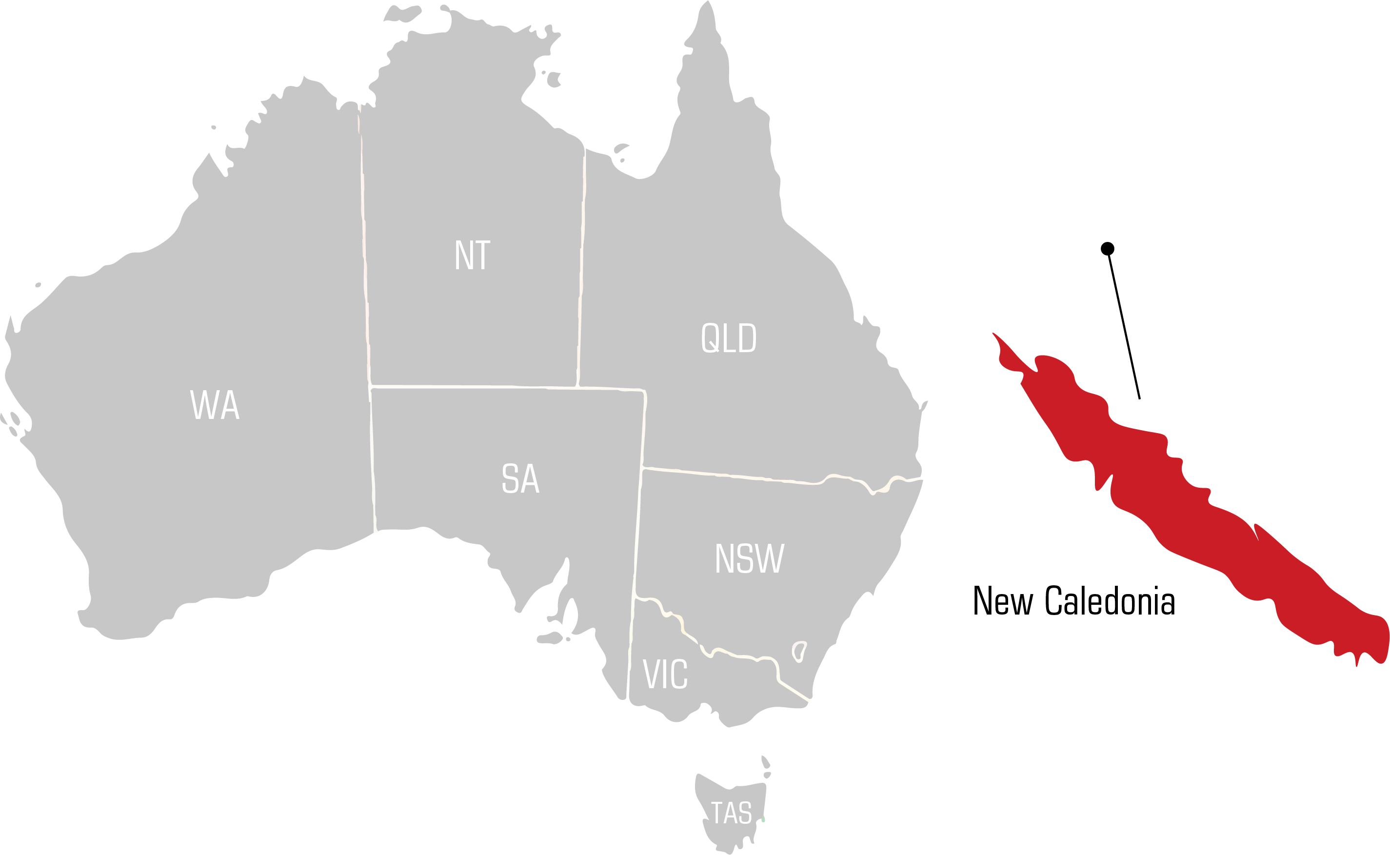 QWS new caledonia Welding Supplies map