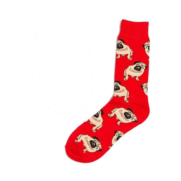 Animal Socks Dogs Pugs | Red - Mad Socks Australia