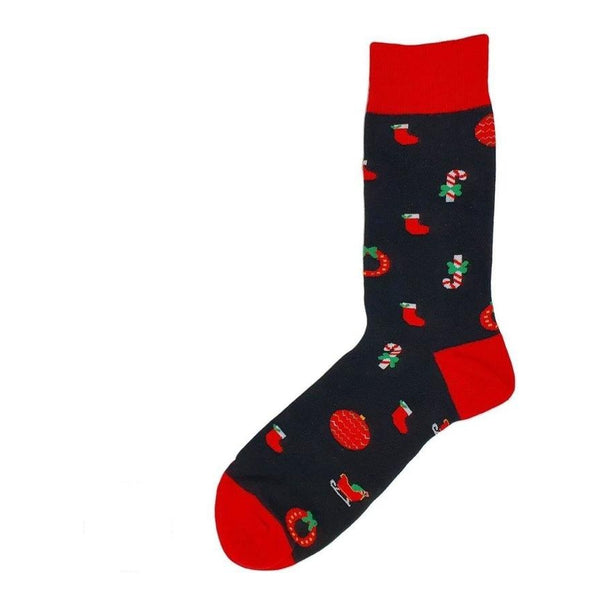 Christmas Socks Candy Canes Black Red - Mad Socks Australia