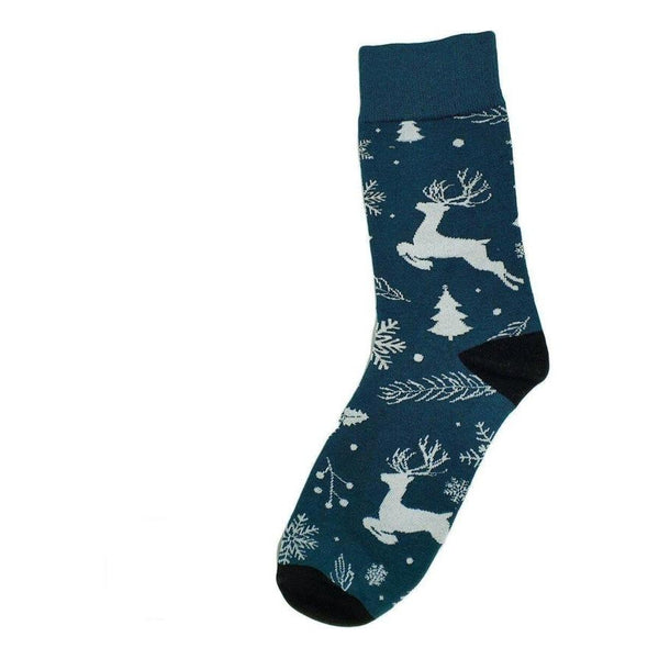 Christmas Socks Reindeer Silhouette Teal - Mad Socks Australia