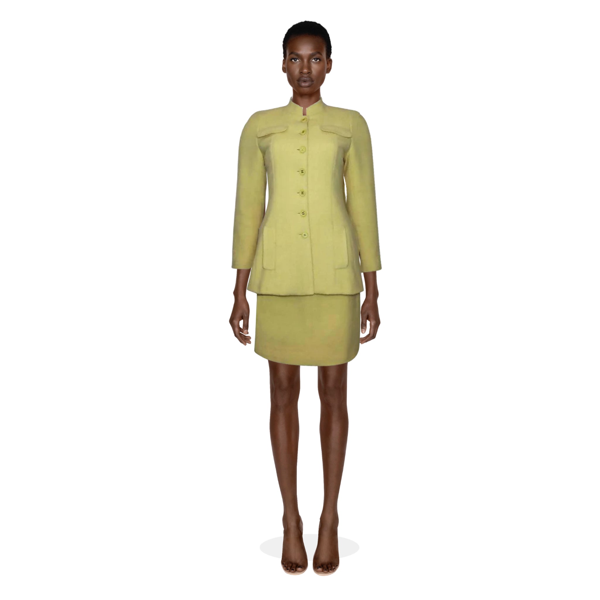 CHANEL Yellow Two-Piece Skirt and Suit Set | Size 36 – theREMODA