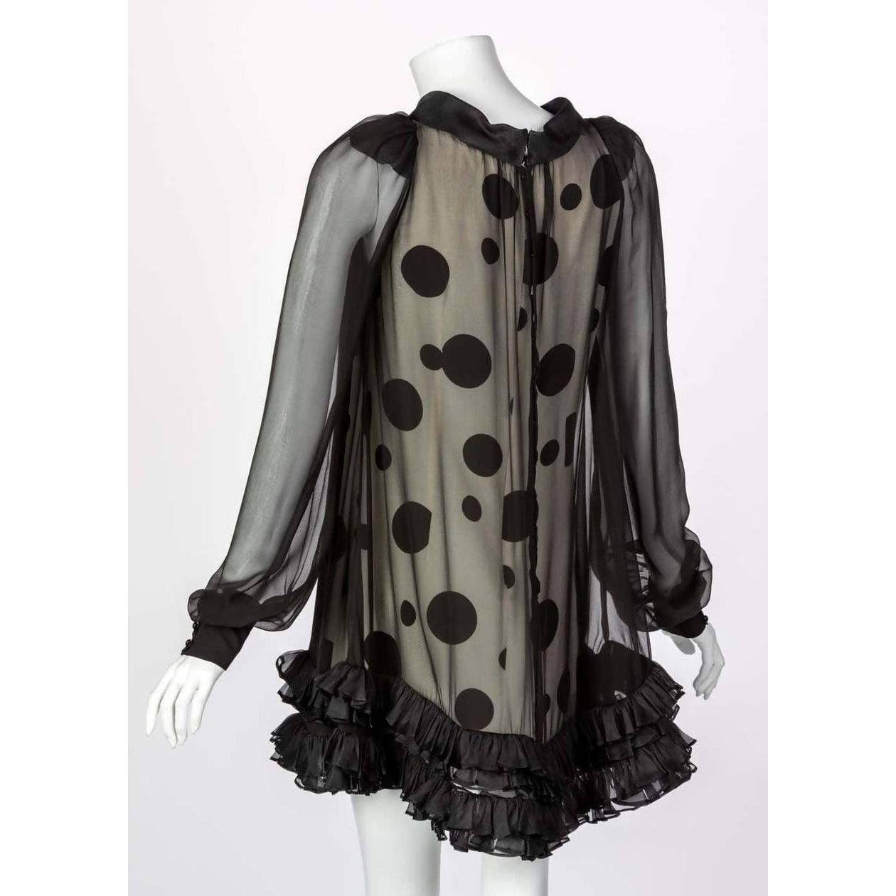 Pre-Owned BALENCIAGA Black Polka Dot Silk Dress | Size XS/S - theREMODA