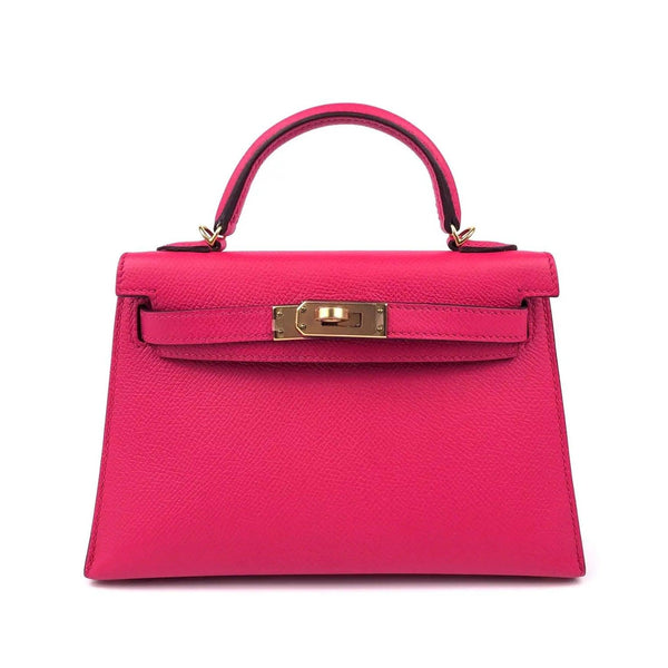 Hermes Mini Kelly 20 Magnolia Pink Purple Epsom Leather Palladium Hardware  NEW at 1stDibs