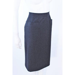 YVES SAINT LAURENT Charcoal Wool Pencil Skirt - theREMODA
