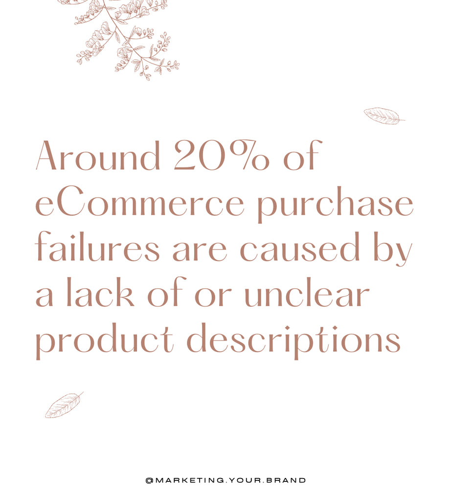 Around 20% of eCommerce purchase failures are caused by a lack or unclear product descriptions