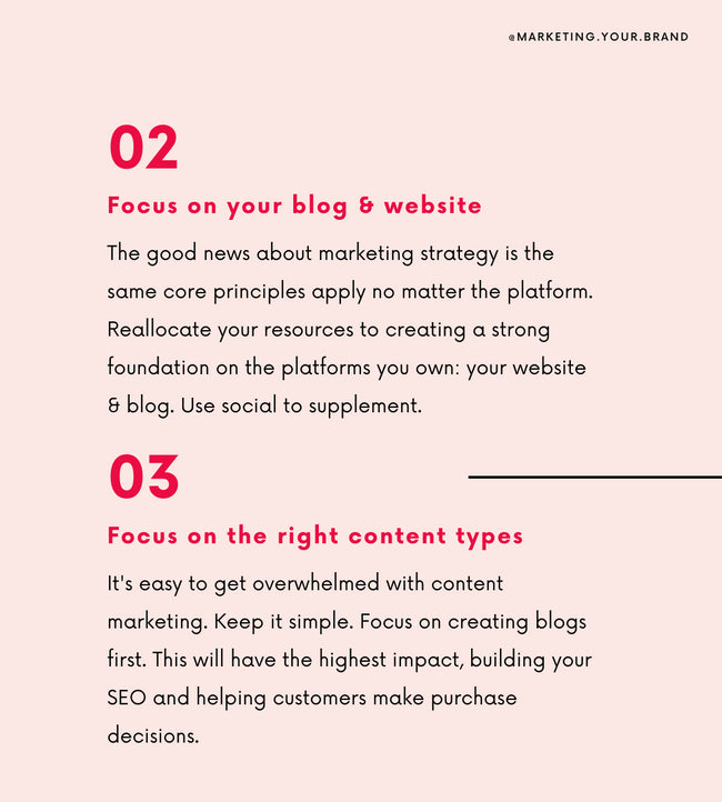 Focus on your blog & website and Focus on the right content types