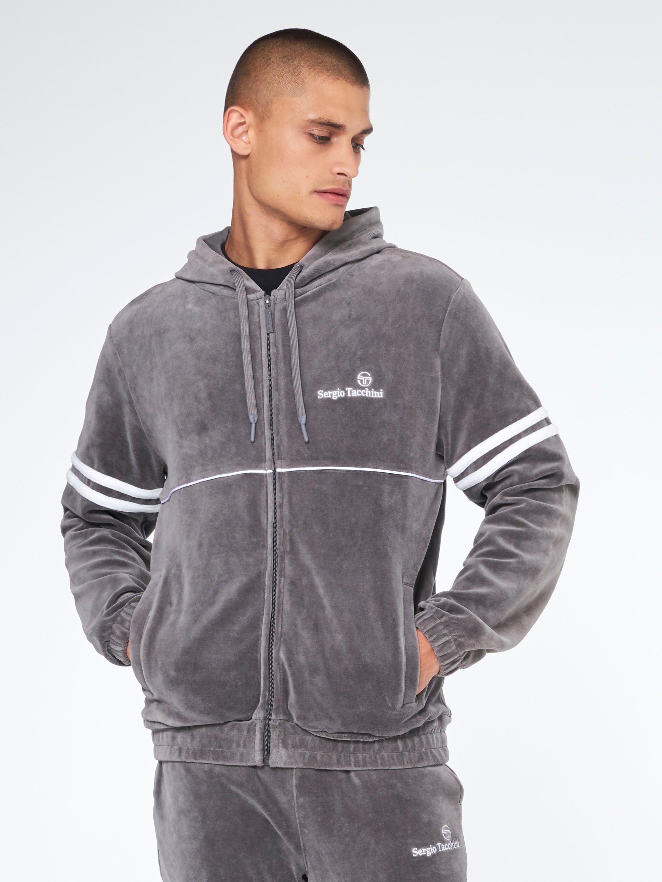 Scopeto Full-Zip Velour Hoodie-Smoke Grey – Sergio Tacchini Europe