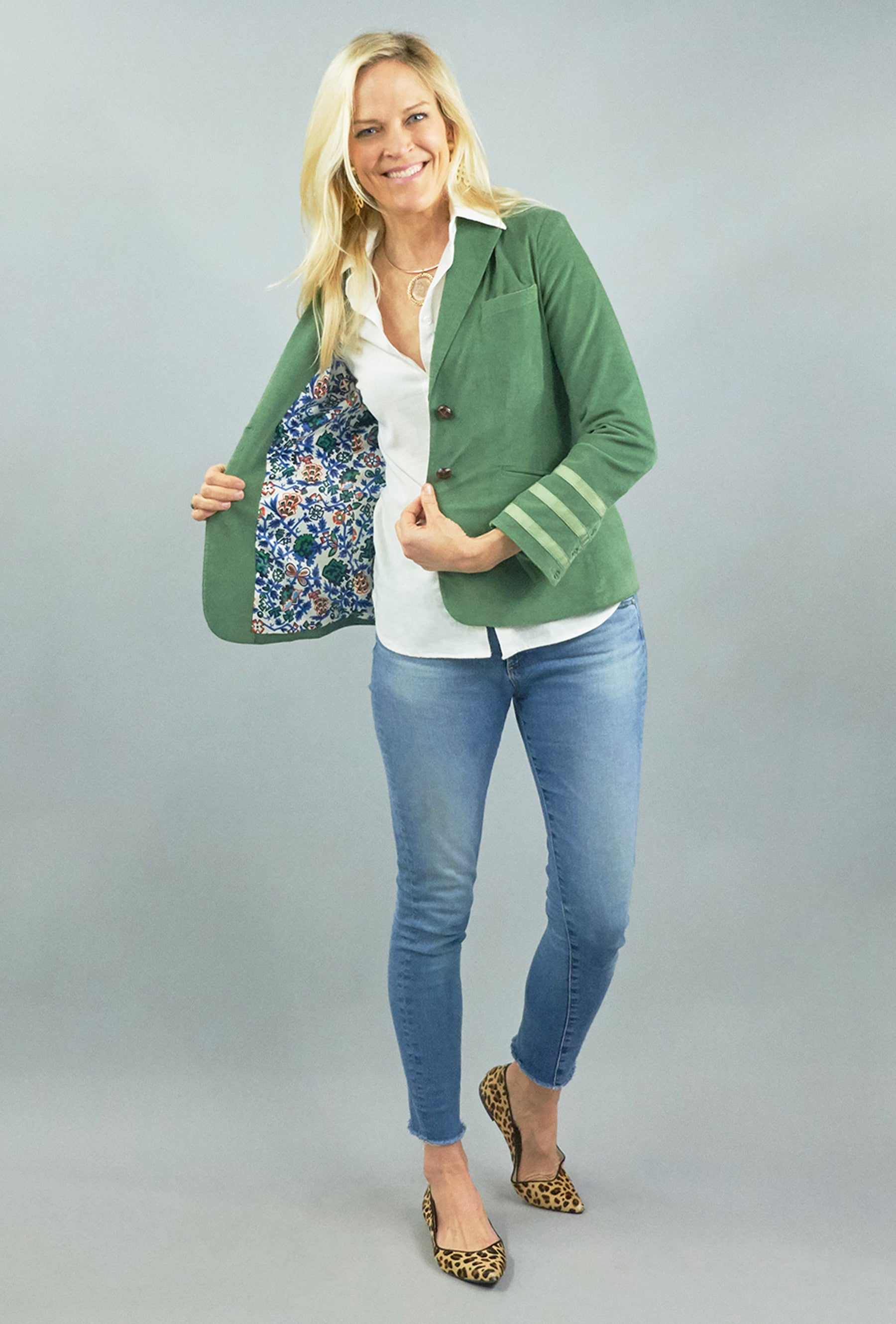 Betty Blazer - Green Stretch Corduroy