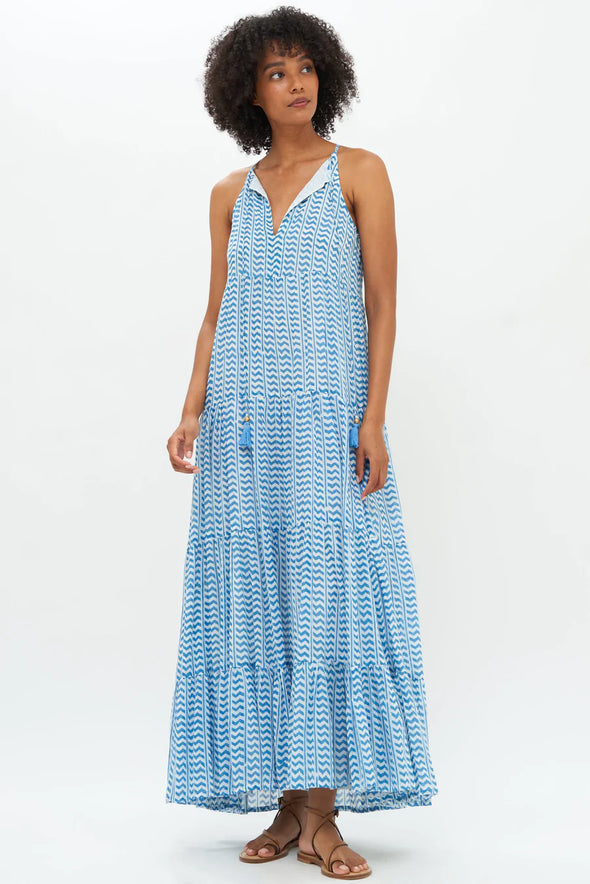 Oliphant Long Tiered Tassel Dress - Blue Marley – CK Bradley