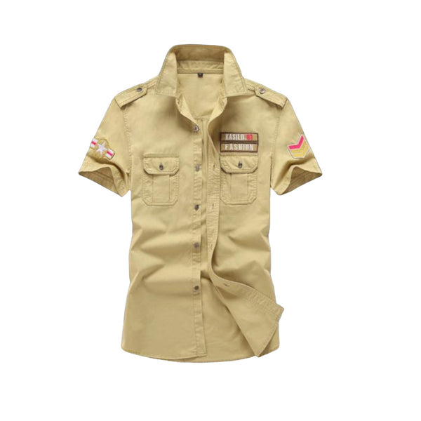 Short Sleeve Military Shirt Khaki – Aunt Matilda's Steampunk Trunk