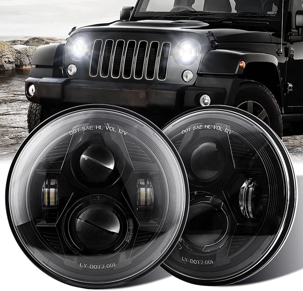 Phare LED 7 pouces Argent avec projecteur pour Jeep Wrangler