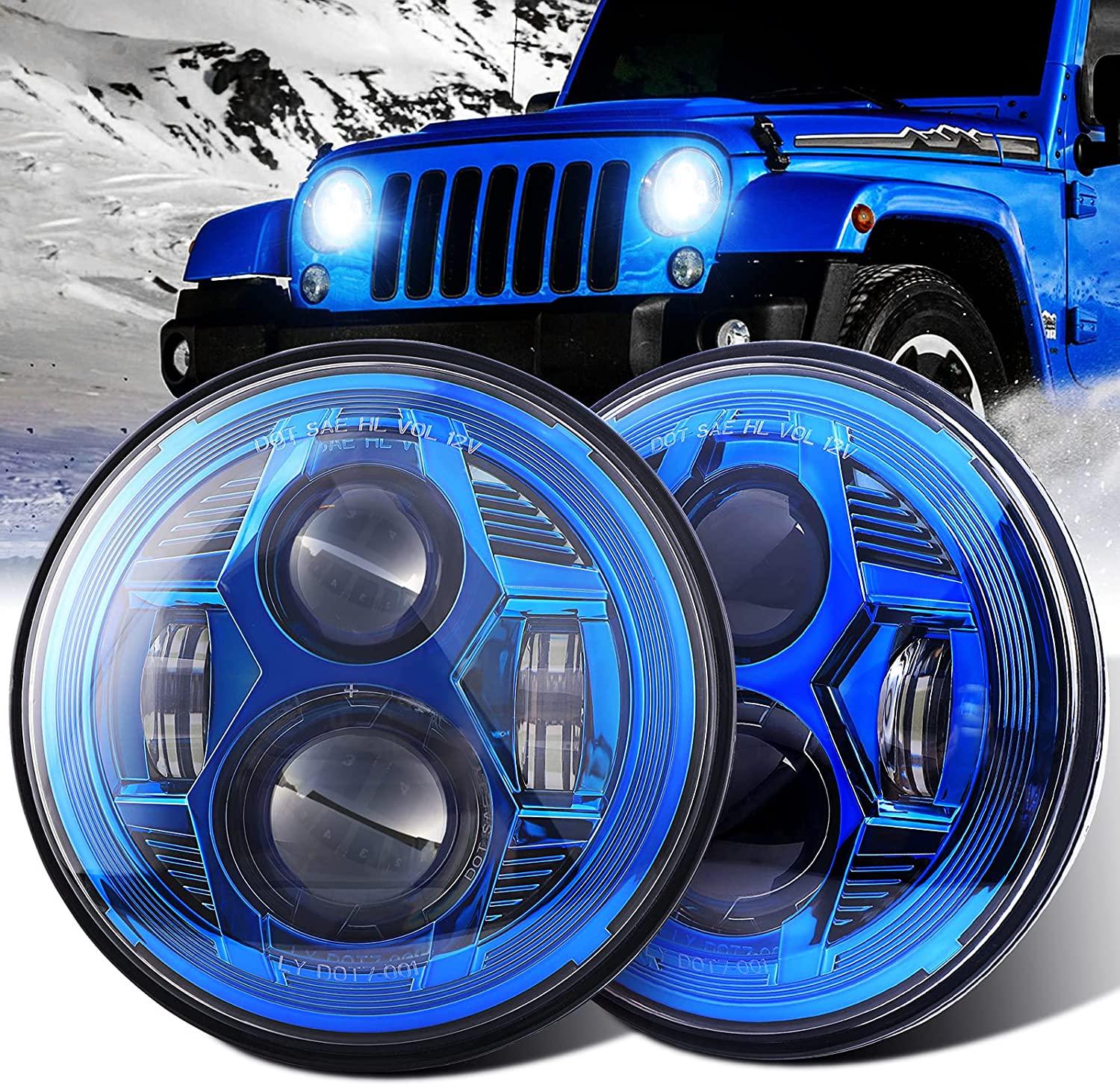 LED Headlight 7 inch Blue with projector for Jeep Wrangler