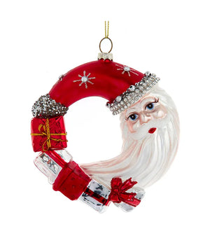 Santa Wreath Glass Ornament - Mia's Christmas Gallery
