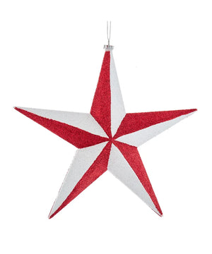 Red/White Glitter Star Ornament - Mia's Christmas Gallery