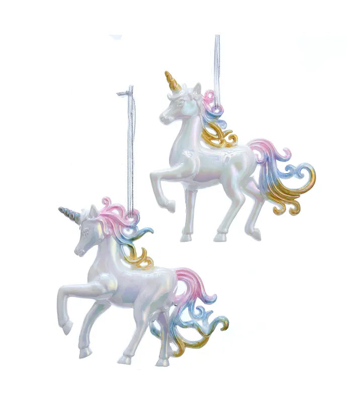 Iridescent White And Pastel Unicorn Ornament